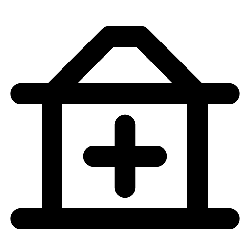 Open account icon — The bank with a plus between its columns — a new account