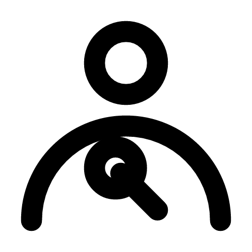 Claims adjuster icon — A person with a lens on the chest — the one who looks at the damage
