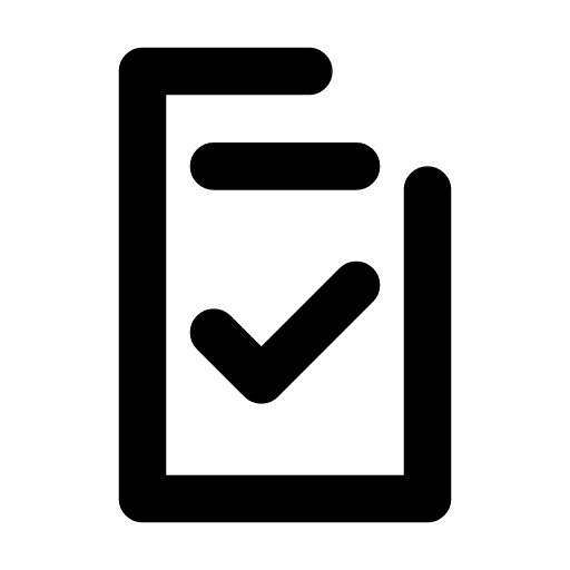 API contract icon — A document with a check below its title — the agreed shape both sides build against