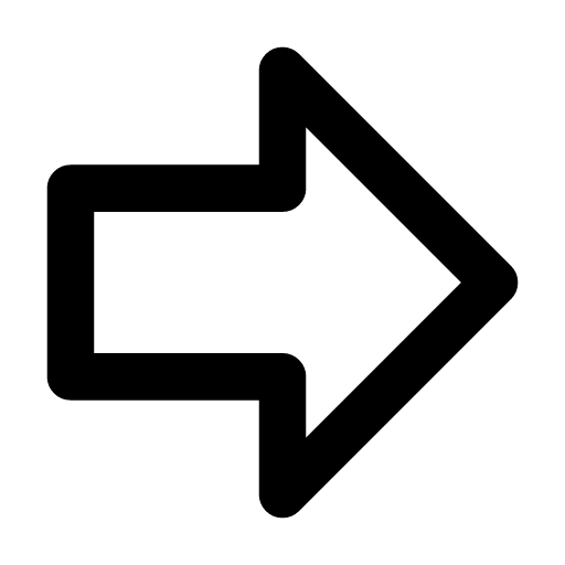 Arrow big right icon — A large outlined arrow pointing right — a bold direction, the emphatic forward