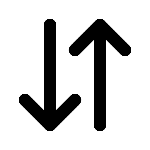 Arrow down up icon — Two arrows side by side, one pointing down and one up — a vertical exchange, sort either way