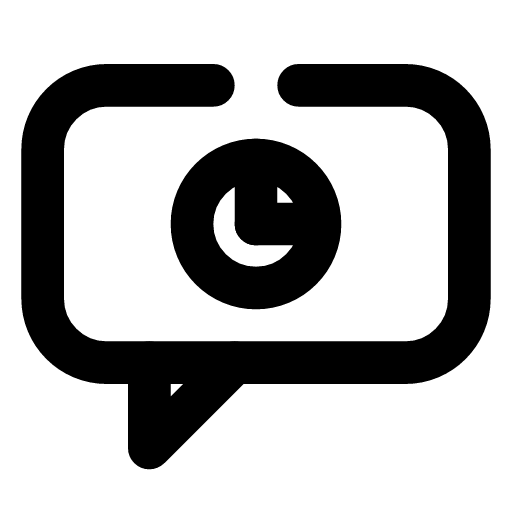 Audio timestamps icon — A speech bubble with a clock in it — each word tied to the second it was said