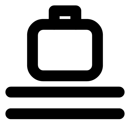 Baggage claim icon — The suitcase on the belt going round — where the bags come back