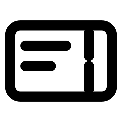 Boarding pass icon — The pass with its stub torn down the perforation