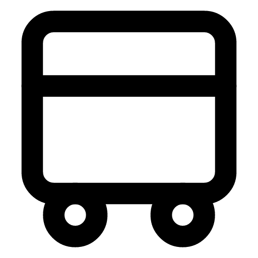 Bus icon — A bus: the window band above, two wheels below