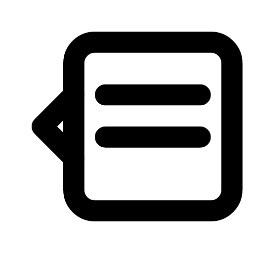 Callout icon — A box with a pointer on its side and lines of text inside — a callout that annotates something