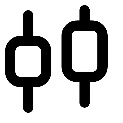 Candlestick icon — Two candles with their wicks — a candlestick chart of open, high, low and close