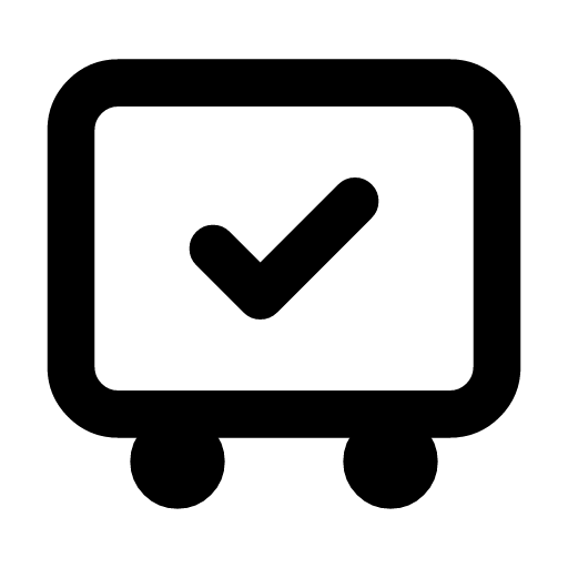 Cart checkout icon — The cart with a check in it — the cart taken to be paid for
