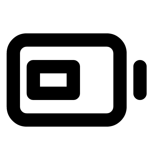 Charge level icon — A battery filled part of the way, with its terminal