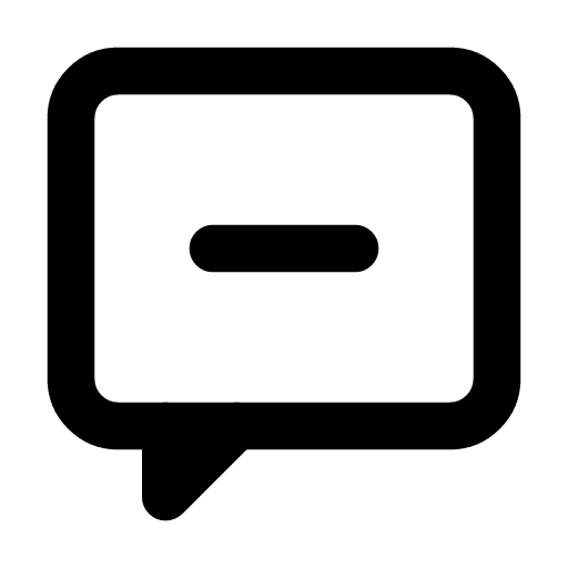Chat remove icon — A speech bubble with a minus inside — remove this conversation, drop the thread