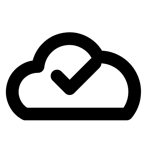 Cloud check icon — Cloud check — the cloud side is healthy, connected and in sync