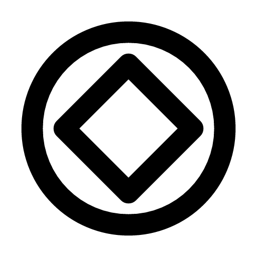 Compass icon — A ring with the needle across it
