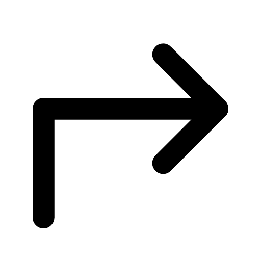 Corner up right icon — An arrow that goes up and then turns right — a step up and onward