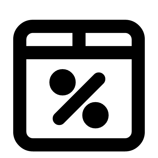 Cost of goods icon — The product box with a percent in it — what it cost to make what was sold