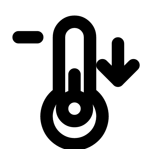 Day's low icon — The thermometer with an arrow falling beside it