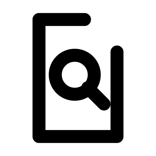 Document search icon — A document with a magnifying glass on it — find text inside this file, search its contents