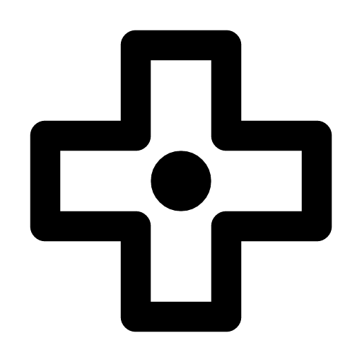 D-pad icon — A D-pad — four directions under one thumb on a handheld controller