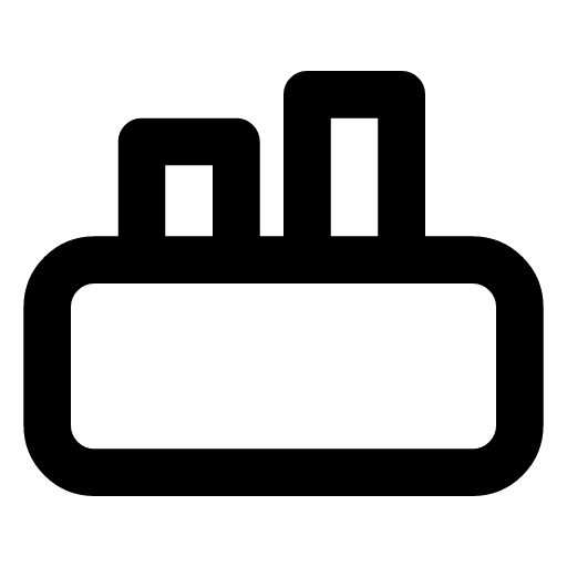 Engine icon — The block with its cylinders on top — what turns the fuel into road