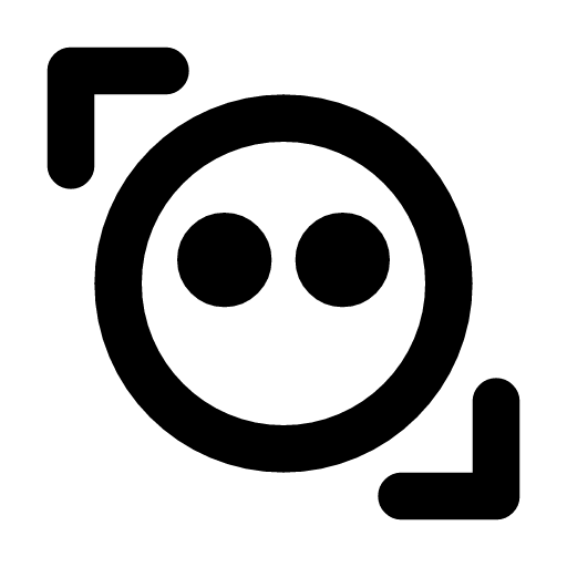 Face detection icon — A face between the two corner brackets that found it — face detection and facial recognition