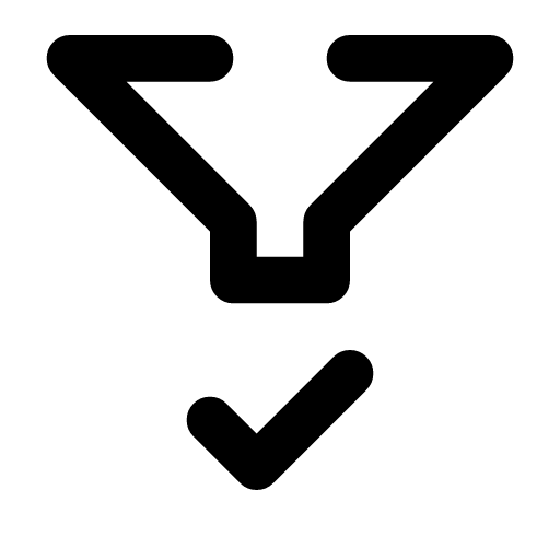 Filter applied icon — A funnel with a check below its stem — a filter that is in effect
