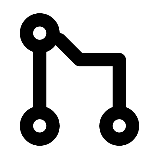Git pull request icon — A branch offered back to the line it came from — a pull request, changes proposed for review
