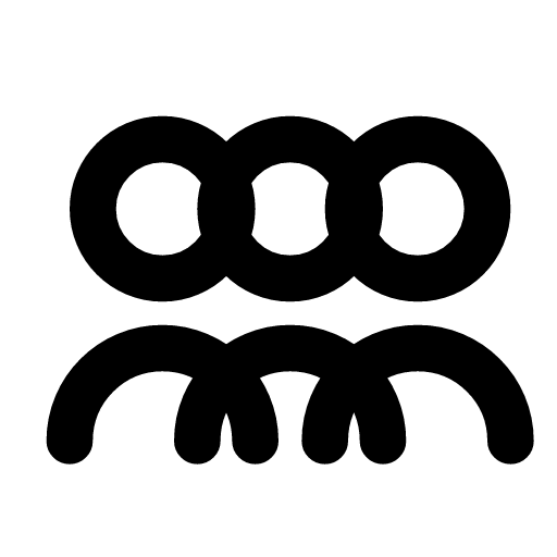 Group tour icon — Three heads together behind a flag