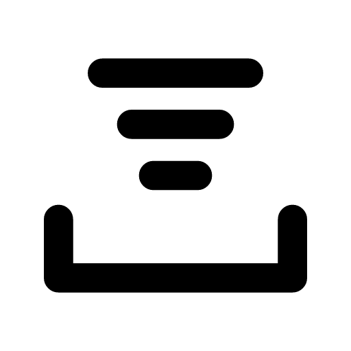 Hierarchical memory icon — Rows narrowing upward over a tray — a little kept close, more kept further away