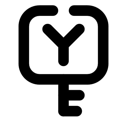 Key filter icon — An upright key, a funnel in its bow — filter records by which credential was used
