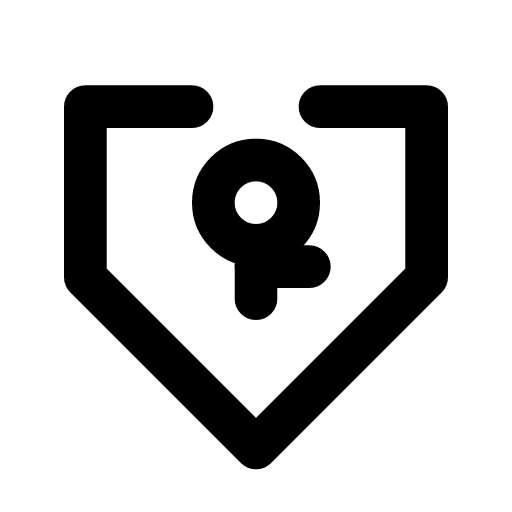 Key shield icon — A shield with a key inside — a credential kept under protection