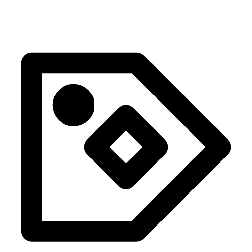 Label quality icon — A tag with a set stone on it — how good the labels are