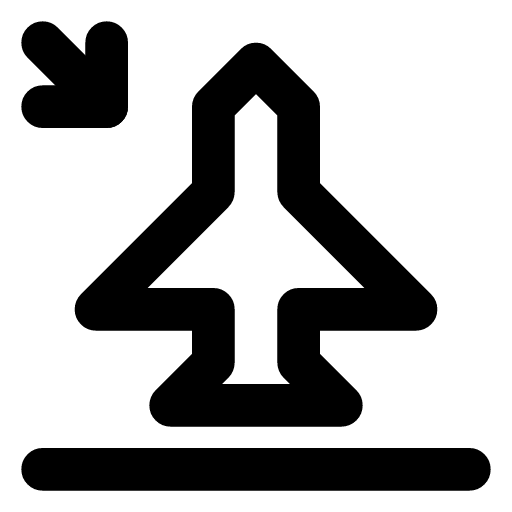 Landing icon — A plane coming down to the ground
