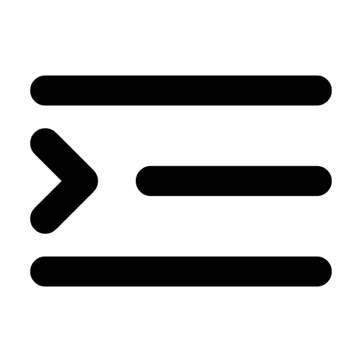 List indent increase icon — Lines with the middle one pushed in and a chevron pointing right — indent, nest it one level deeper