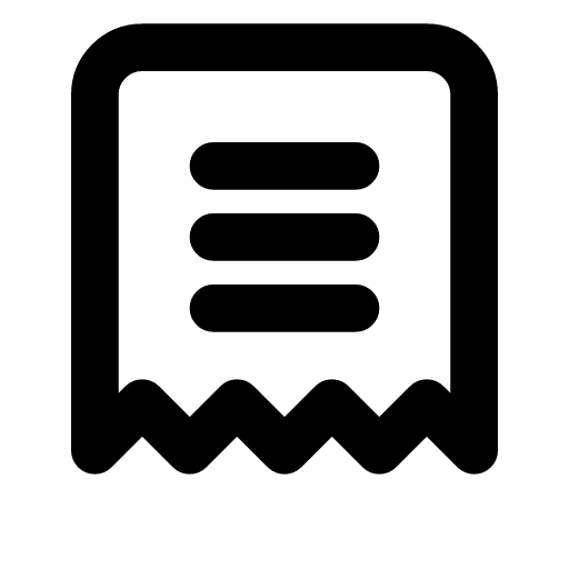 Log index icon — A receipt with a short list — logs indexed so a query can find them