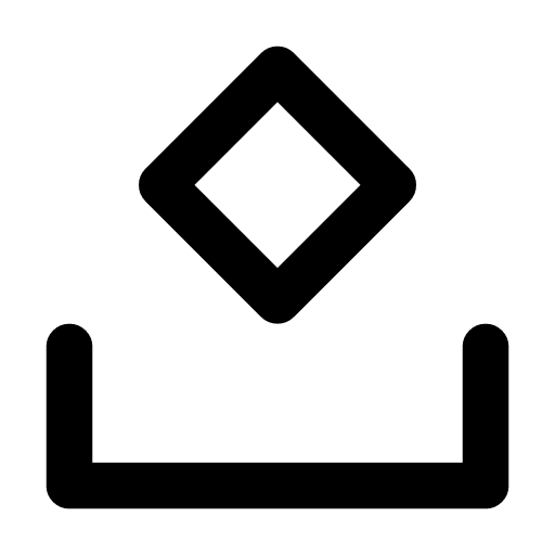 Model archive icon — A model core above an open storage tray — a retired model archived for the record