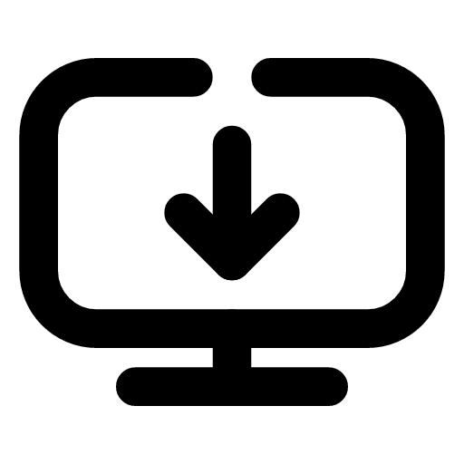 Monitor down icon — A screen with an arrow pointing down on it — fetch to this machine, download to the desktop