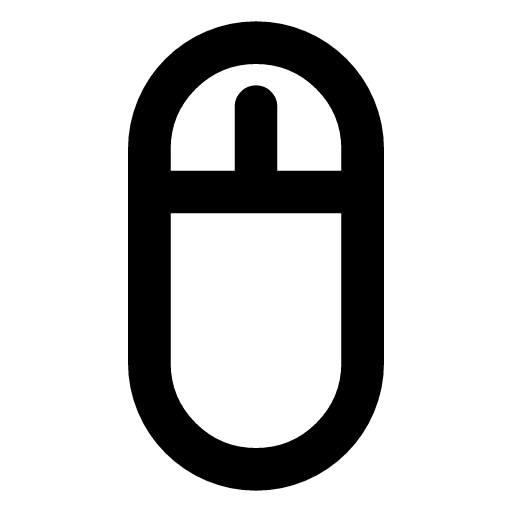 Mouse icon — A computer mouse — the pointing device itself, its button seam and scroll wheel