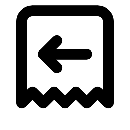 Return order icon — A receipt with an arrow pointing back — the goods sent back