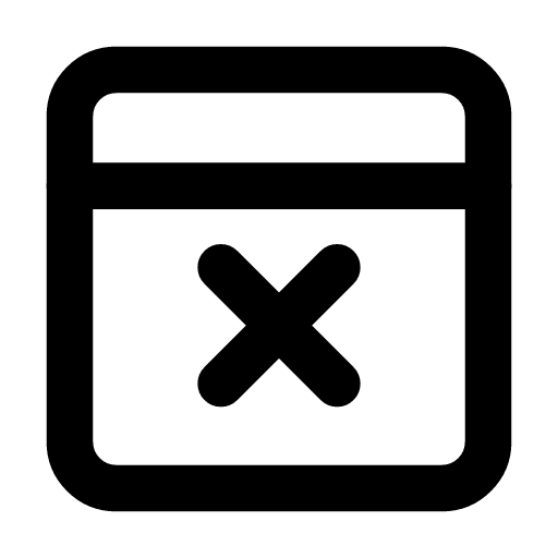 Page error icon — A window with an X inside — a page that failed to load or returned an error