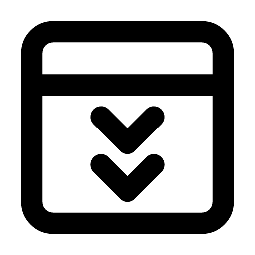 Page scroll icon — A window with a double chevron pointing down — scroll further down the page