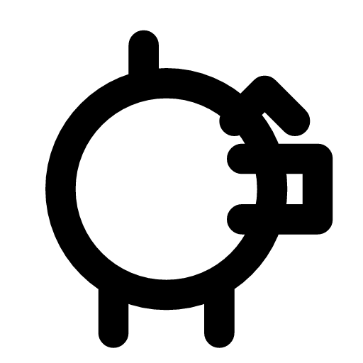 Piggy bank icon — A pig with an ear and a slot in its back — where the coins go