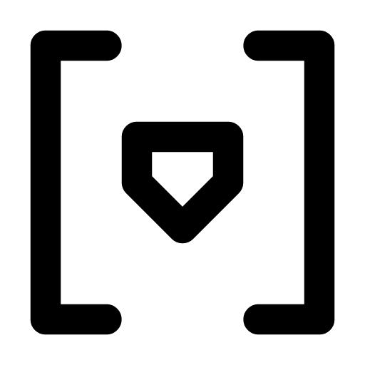 Policy scope icon — A shield held between brackets — the scope a policy applies to