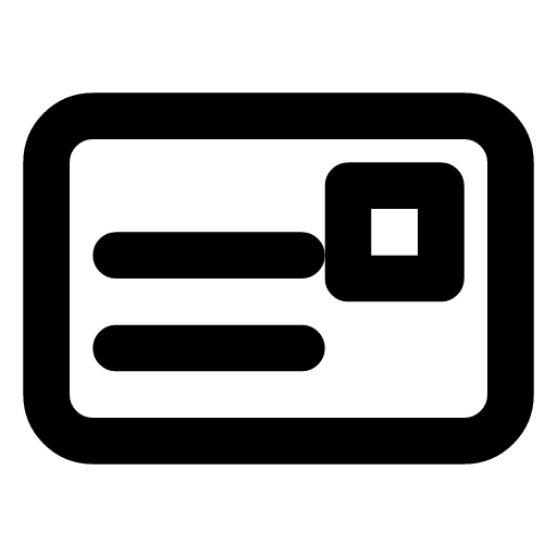 Postcard icon — The card with a stamp in its corner and two lines of address