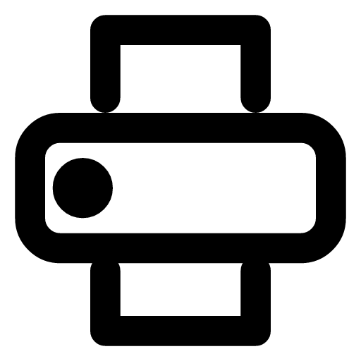Printer icon — A printer with a sheet coming out — send this to paper, print the page