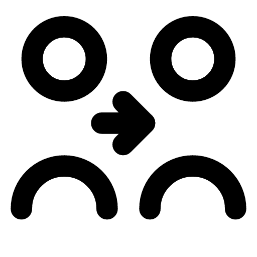 Refer a friend icon — Two people with an arrow from one to the other — a friend brought in