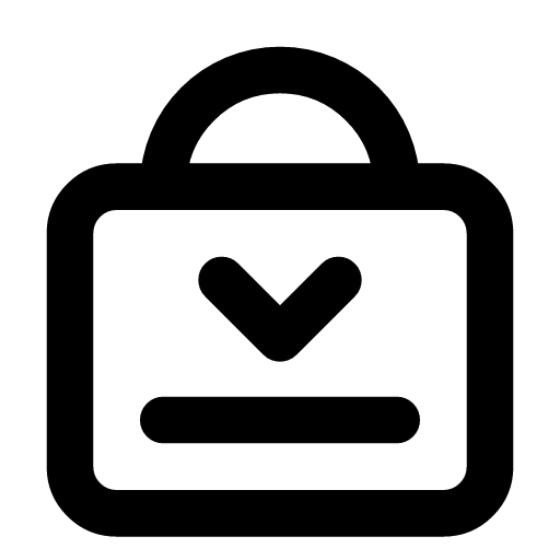 Reorder point icon — The basket with a line low in it and a chevron falling to it — the level at which more is ordered