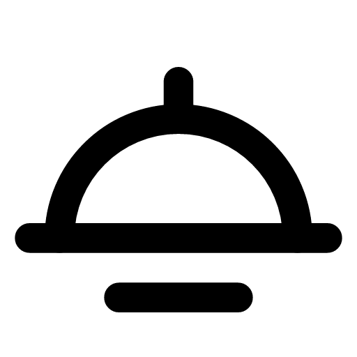Room service icon — A domed dish carried on the hand