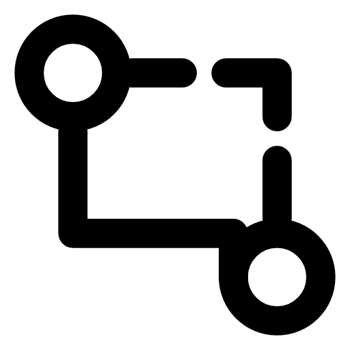 Alternative route icon — Two ways to the same place, one dashed