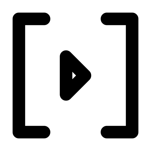 Run block icon — A play button held between brackets — run this block of code