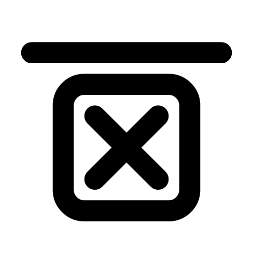 Secure delete icon — A bin with a cross in it — data gone in a way it cannot come back from