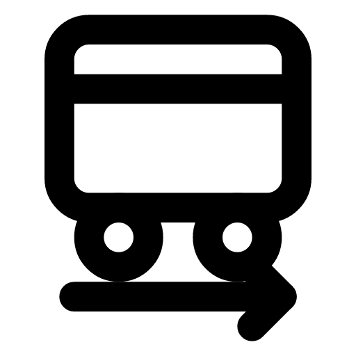 Shuttle bus icon — A small bus with an arrow under it — the one that runs to and fro